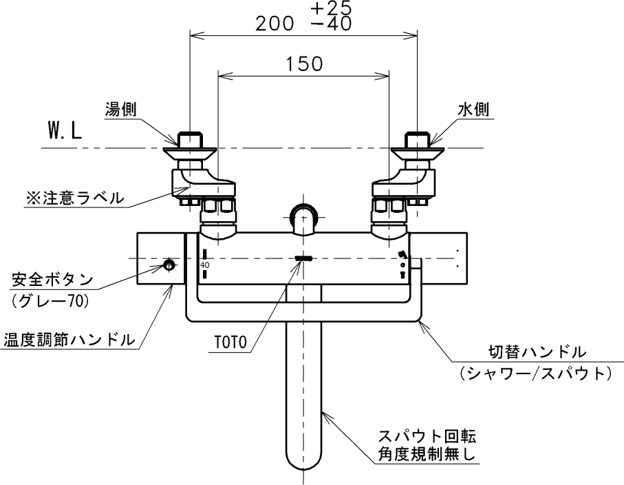 TOTO 【TBV03417J】 壁付サーモスタット混合水栓(コンフォートウエーブ